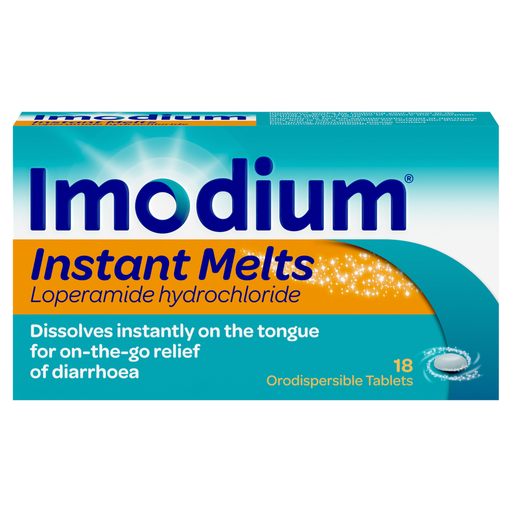 Imodium Instant Melts Tablets, fast-acting diarrhoea relief that dissolves instantly on the tongue. Helps restore gut balance in under an hour. Available at Happy Pharmacy with trusted healthcare support.