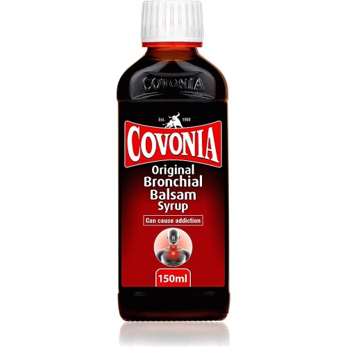 Covonia Original Bronchial Balsam 150ml, fast relief for dry coughs and throat irritation. Available at Happy Pharmacy with trusted healthcare support.