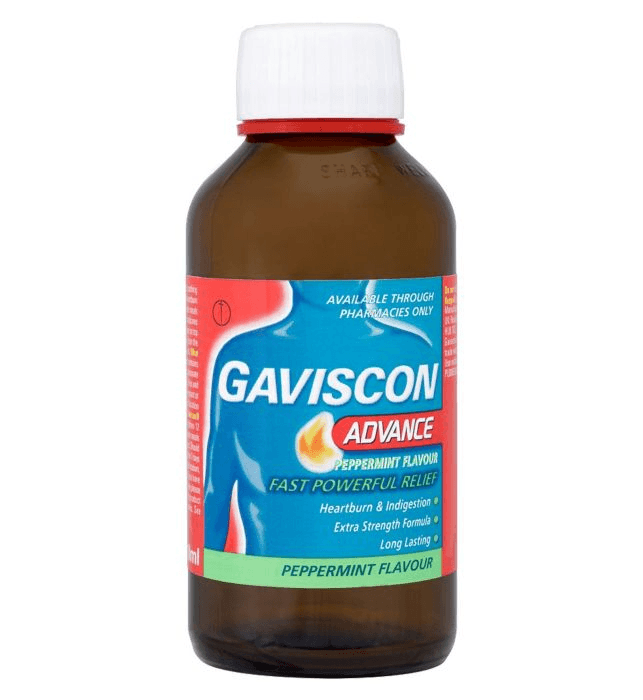 Gaviscon Advance Peppermint Flavoured Suspension 300ml, extra-strength formula for long-lasting heartburn and acid reflux relief. Forms a protective barrier to soothe discomfort. Available at Happy Pharmacy with trusted healthcare support.