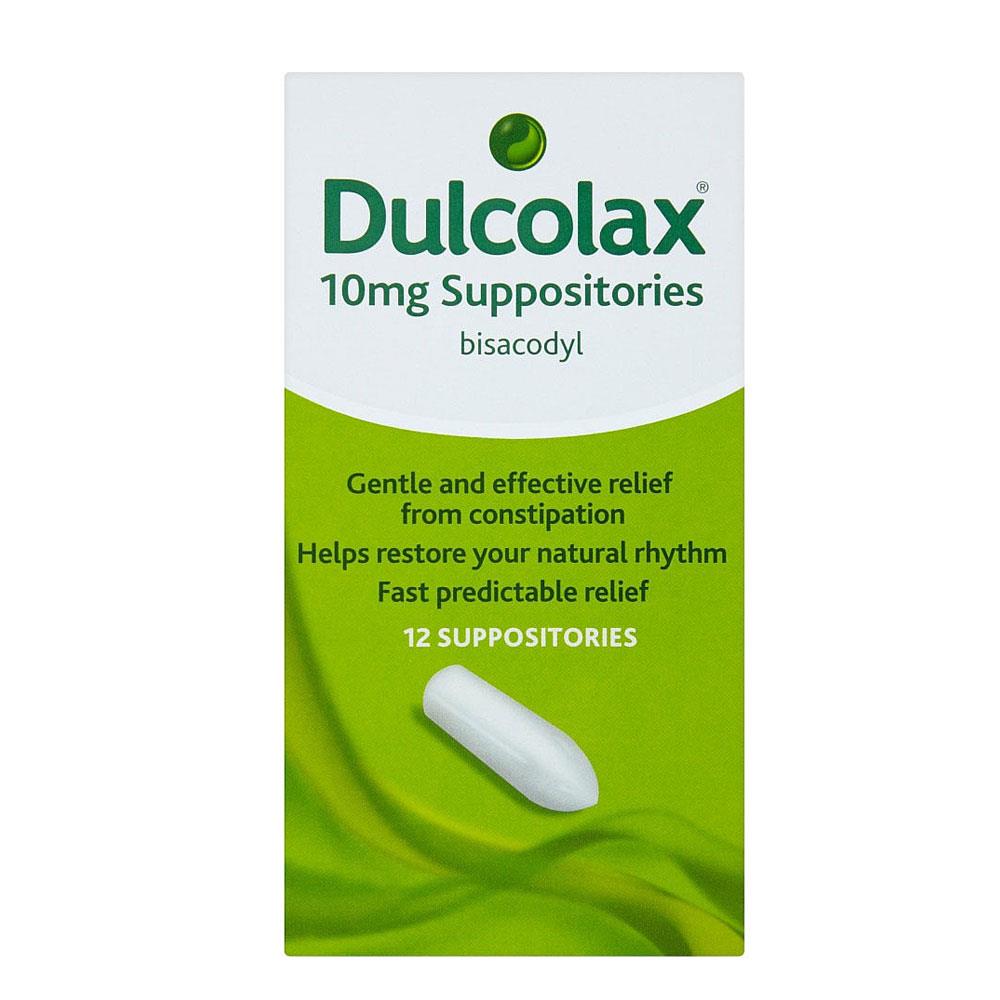 Dulcolax Twelve Plus Suppositories 10mg, fast-acting relief for occasional constipation, stimulating natural bowel movement. Available at Happy Pharmacy with trusted healthcare support