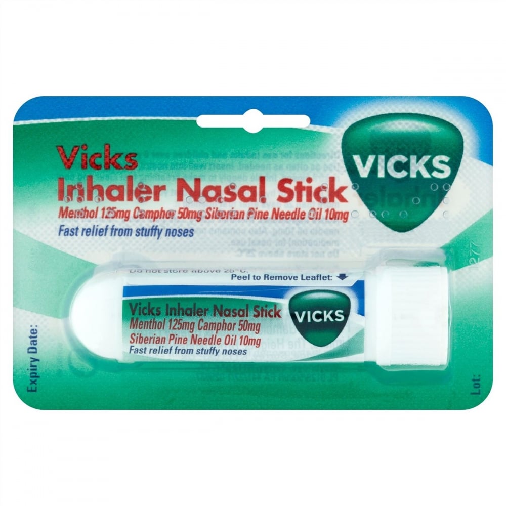 Vicks Inhaler Nasal Decongestant Stick, fast relief for blocked noses with menthol and camphor. Clears nasal passages for easy breathing on the go. Available at Happy Pharmacy with trusted healthcare support.