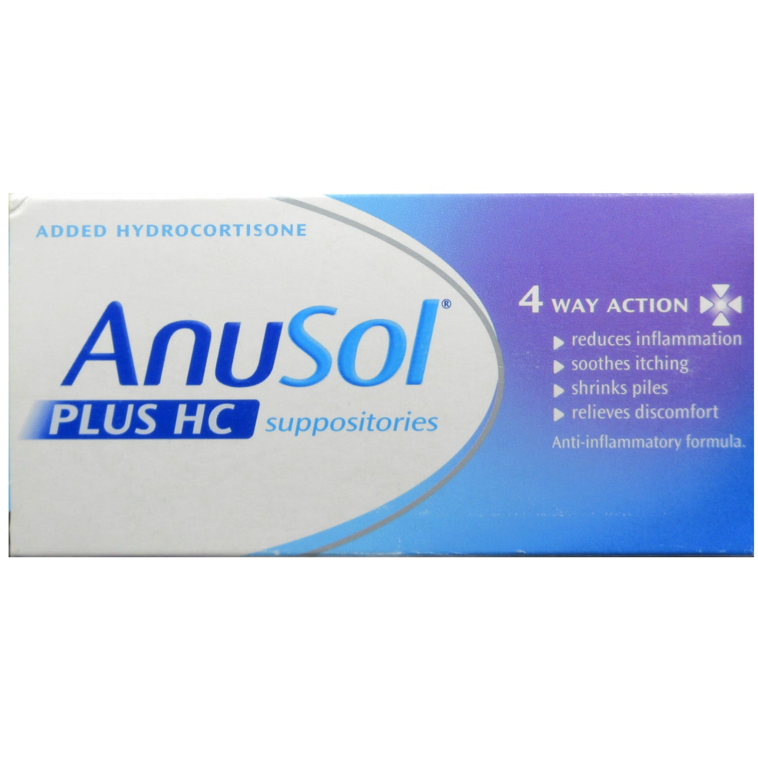 Anusol Plus HC Suppositories, effective relief for hemorrhoids with hydrocortisone to reduce inflammation and discomfort. Available at Happy Pharmacy with discreet delivery and expert guidance
